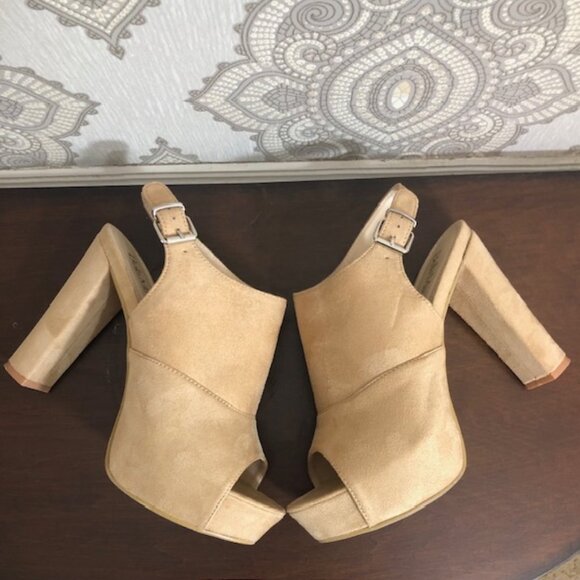 Bella Marie Taupe Skyview Slingback Peep Toe Heels Size 10 - Picture 3 of 6